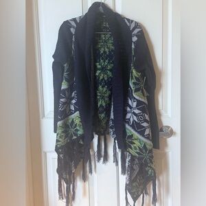 Artic Snowflake Tassel Sweater/Cape